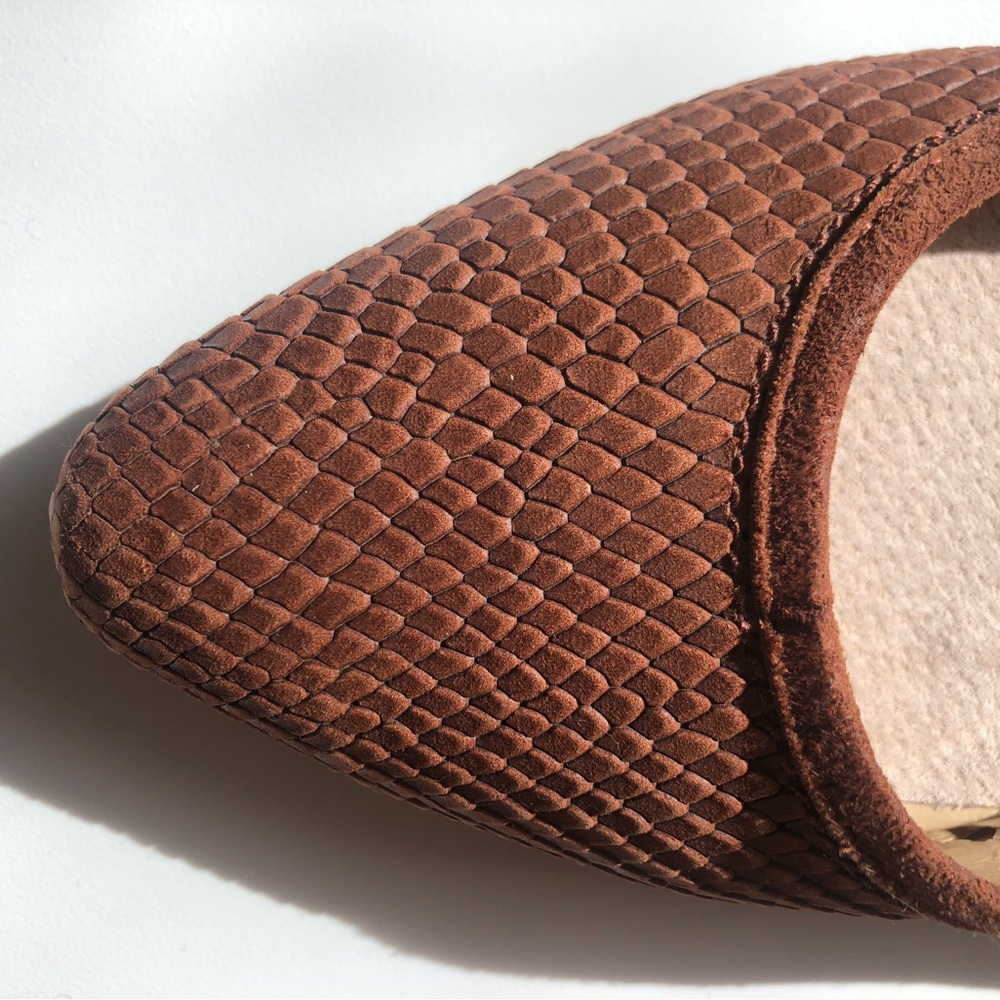Vince Rust Camuto Snake-Embossed Pointed Toe Flats - Picture 10 of 16